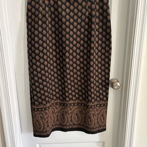 Briggs New York Black and Brown Paisley Pencil Skirt